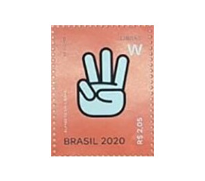 Letter W in Brazilian Sign Language - Brazil 2020 - 2.05