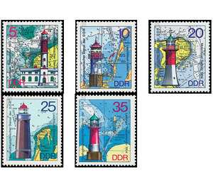 Lighthouses, beacon, lighthouse and mole fire  - Germany / German Democratic Republic 1975 Set