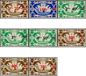 London Issue Surcharged - Polynesia / French Oceania 1945 Set