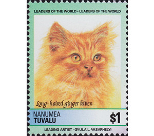 Long-haired Ginger (Felis silvestris catus) - Polynesia / Tuvalu, Nanumea 1985