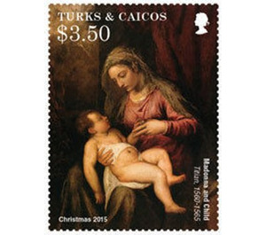 "Madonna and Child", by Titian (1560-1565) - Caribbean / Turks and Caicos Islands 2015 - 3.50