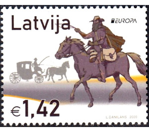 Mail Delivery by Horse and Mailcoach - Latvia 2020 - 1.42 Euro