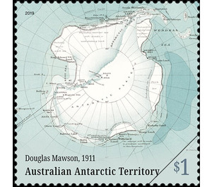 Map by Douglas Mawson, 1911 - Australian Antarctic Territory 2019 - 1