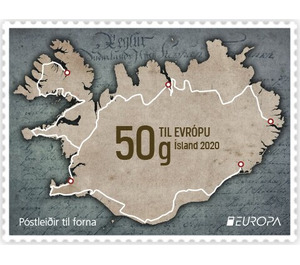 Map Of Iceland with Postal Route - Iceland 2020