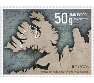 Map Of Northwest Iceland with First Postal Route - Iceland 2020