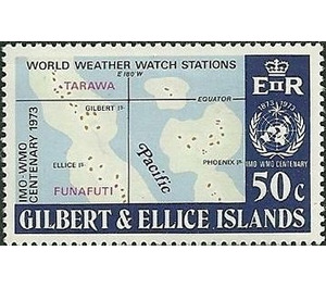 Map of weather stations Tarawa and Funafuti - Micronesia / Gilbert and Ellice Islands 1973 - 50