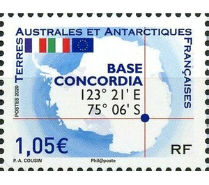 Map Showing Location of Concordia Base - French Australian and Antarctic Territories 2020 - 1.05