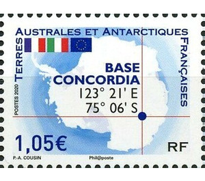 Map Showing Location of Concordia Base - French Australian and Antarctic Territories 2020 - 1.05