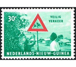 Men looking at traffic sign - Melanesia / Netherlands New Guinea 1962 - 30