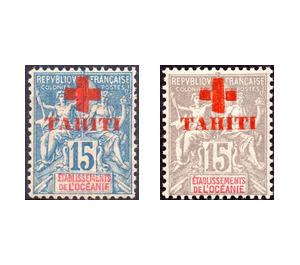 Oceanic Settlements stamps Overprinted Red cross - Polynesia / Tahiti 1915 Set