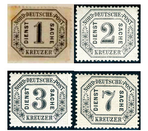 Official stamps for the district with guilder currency - Germany / Old German States / North German postal district 1870 Set