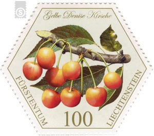 Old fruits: Stone fruit - Yellow Denise cherry  - Liechtenstein 2017 - 100 Rappen