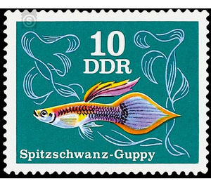 Ornamental fish: guppies (Poecilia reticulata)  - Germany / German Democratic Republic 1976 - 10 Pfennig