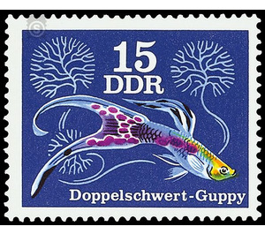 Ornamental fish: guppies (Poecilia reticulata)  - Germany / German Democratic Republic 1976 - 15 Pfennig