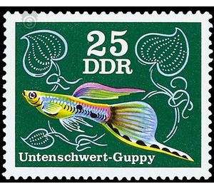 Ornamental fish: guppies (Poecilia reticulata)  - Germany / German Democratic Republic 1976 - 25 Pfennig