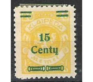 Overprint: 15 Centy - Germany / Old German States / Memel Territory 1923 - 15