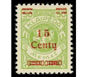 Overprint: 15 Centy - Germany / Old German States / Memel Territory 1923 - 15