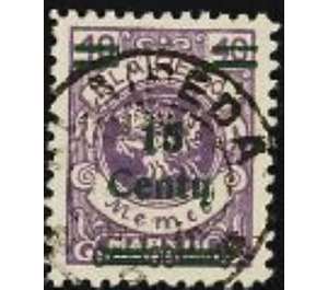 Overprint: 15 Centy - Germany / Old German States / Memel Territory 1923 - 15