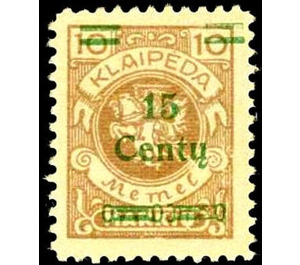 Overprint: 15 Centy - Germany / Old German States / Memel Territory 1923 - 15