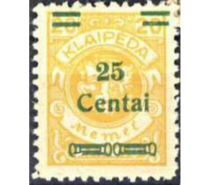 Overprint: 25 Centai - Germany / Old German States / Memel Territory 1923 - 25