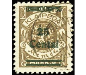 Overprint: 25 Centai - Germany / Old German States / Memel Territory 1923 - 25