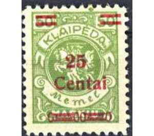 Overprint: 25 Centai - Germany / Old German States / Memel Territory 1923 - 25