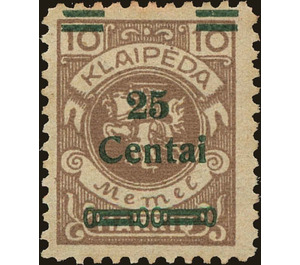 Overprint: 25 Centai - Germany / Old German States / Memel Territory 1923 - 25