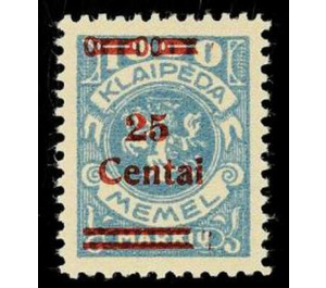 Overprint: 25 Centai - Germany / Old German States / Memel Territory 1923 - 25