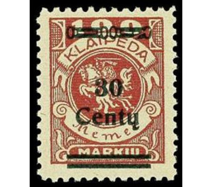 Overprint: 30 Centy - Germany / Old German States / Memel Territory 1923 - 30