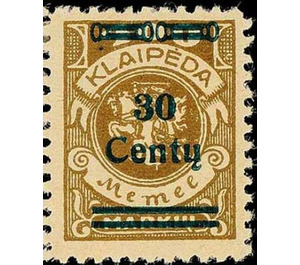 Overprint: 30 Centy - Germany / Old German States / Memel Territory 1923 - 30