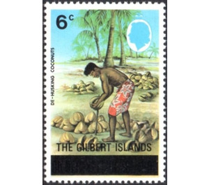 Overprint Dehusking coconuts - Micronesia / Gilbert Islands 1976 - 6