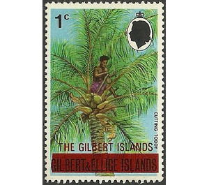 Overprint Man cutting toddy - Micronesia / Gilbert Islands 1976 - 1
