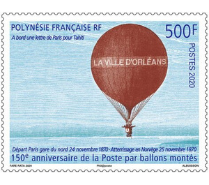 Paris Balloon Mail, 150th Anniversary - Polynesia / French Polynesia 2020 - 500