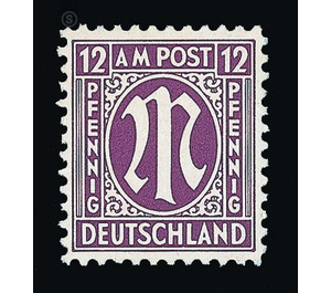 Permanent mark series M in the oval  - Germany / Western occupation zones / American zone 1945 - 12 Pfennig