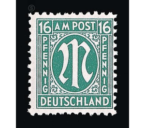 Permanent mark series M in the oval  - Germany / Western occupation zones / American zone 1945 - 16 Pfennig