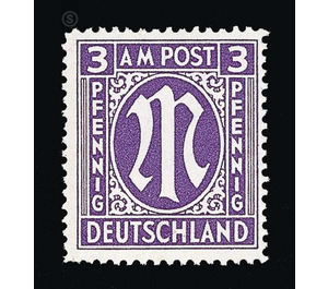 Permanent mark series M in the oval  - Germany / Western occupation zones / American zone 1945 - 3 Pfennig