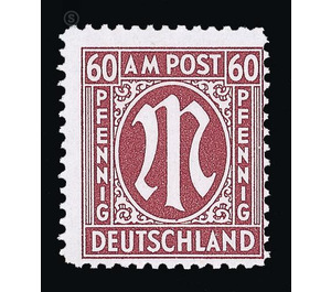 Permanent mark series M in the oval  - Germany / Western occupation zones / American zone 1945 - 60 Pfennig