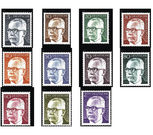 Permanent series: Federal President Gustav Heinemann  - Germany / Federal Republic of Germany 1970 Set