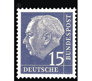 Permanent series: Federal President Theodor Heuss  - Germany / Federal Republic of Germany 1954 - 15 Pfennig