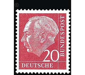 Permanent series: Federal President Theodor Heuss  - Germany / Federal Republic of Germany 1954 - 20 Pfennig