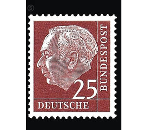 Permanent series: Federal President Theodor Heuss  - Germany / Federal Republic of Germany 1954 - 25 Pfennig