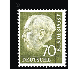 Permanent series: Federal President Theodor Heuss  - Germany / Federal Republic of Germany 1954 - 70 Pfennig