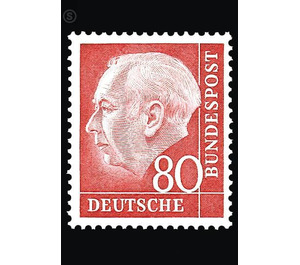 Permanent series: Federal President Theodor Heuss  - Germany / Federal Republic of Germany 1954 - 80 Pfennig