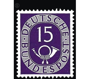 Permanent series: Posthorn  - Germany / Federal Republic of Germany 1951 - 15 Pfennig