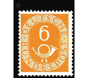 Permanent series: Posthorn  - Germany / Federal Republic of Germany 1951 - 6 Pfennig