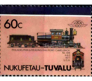 Philadelpfia  & Reading Railroad Camelback No.408 4-6-0 187… - Polynesia / Tuvalu, Nukufetau 1987