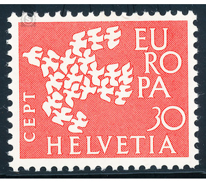 Pigeons in flight  - Switzerland 1961 - 30 Rappen