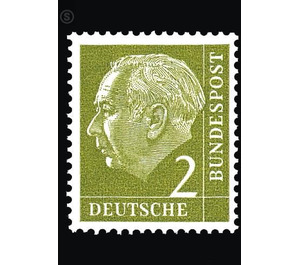 Postage stamp: Federal President Theodor Heuss  - Germany / Federal Republic of Germany 1954 - 2 Pfennig