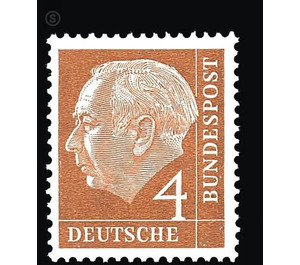 Postage stamp: Federal President Theodor Heuss  - Germany / Federal Republic of Germany 1954 - 4 Pfennig