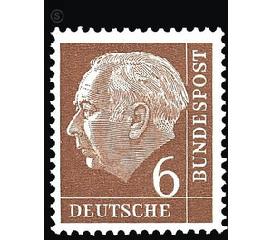 Postage stamp: Federal President Theodor Heuss  - Germany / Federal Republic of Germany 1954 - 6 Pfennig